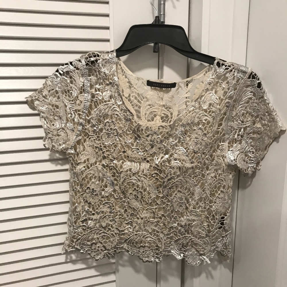 Ivory white floral top